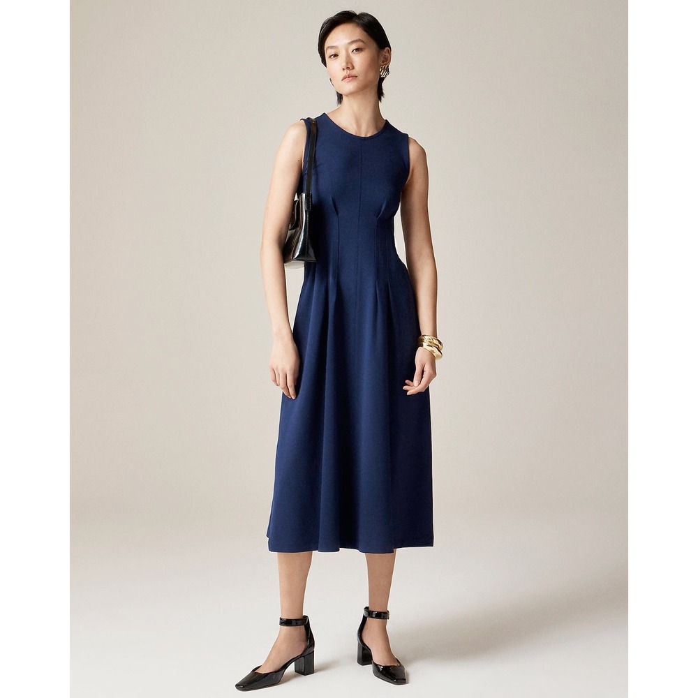 NWT J. Crew Nadia Midi Dress in Ponte Navy Blue M Career Business Casual Spring